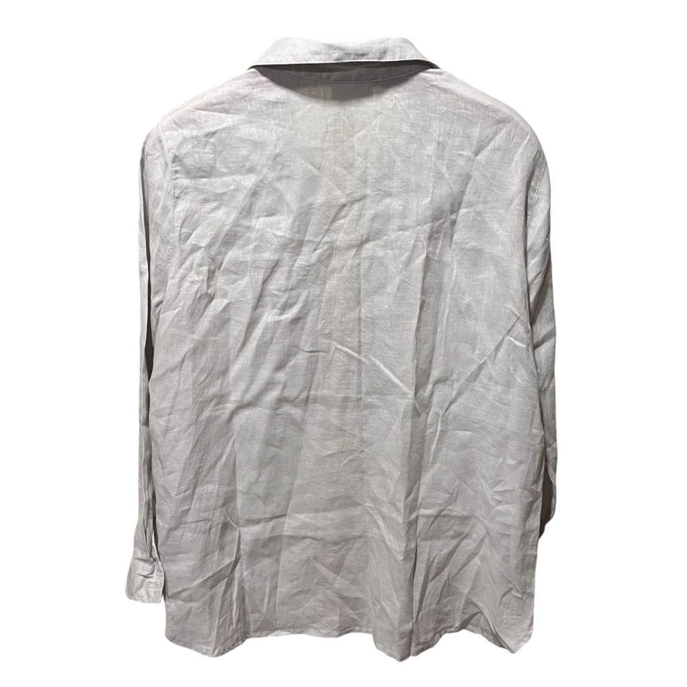 J. Jill Love Linen 100% Linen Light Gray Silver Button Down Shirt - Picture 4 of 10